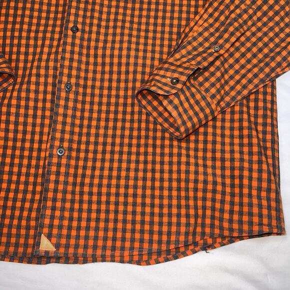 UNTUCKit Shirt Mens Size XL Blue Orange Gingham Button Long Sleeve Preppy Casual - Picture 4 of 11
